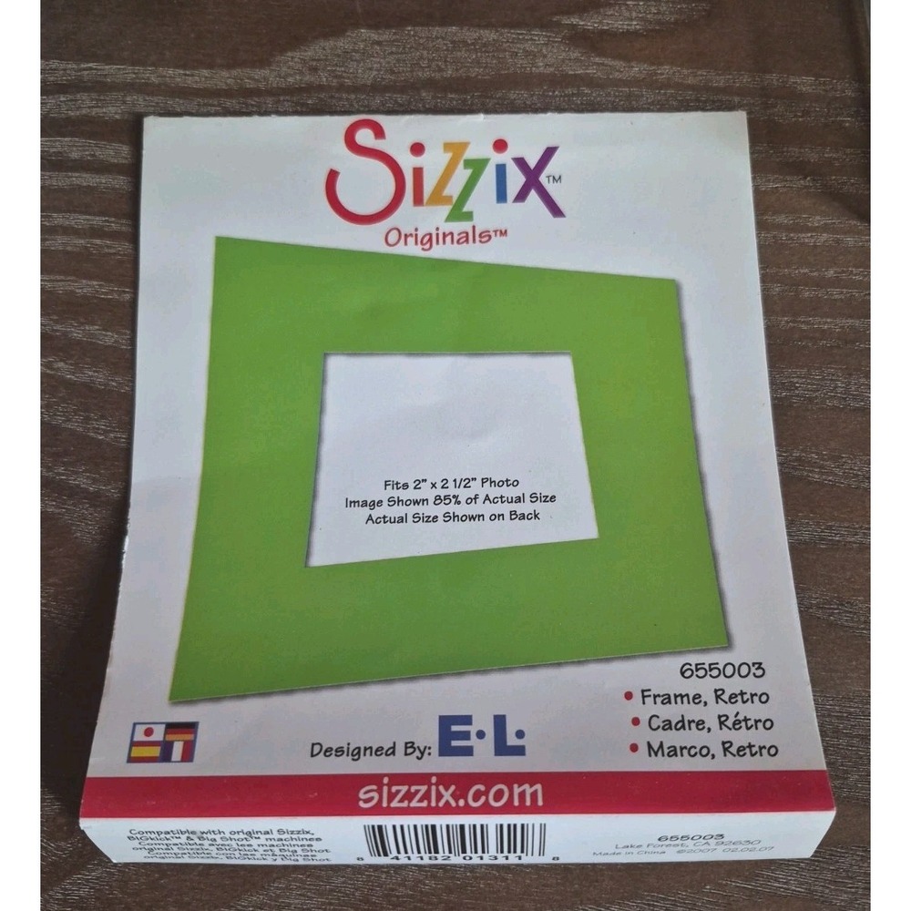 Sizzix #655003 Retro Frame Fits 2x2.5" Photos Craft Die Cut ONLY